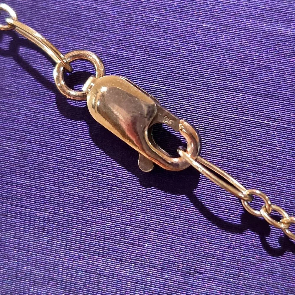 Artisan Peacock Purple Glass Pearl Amethyst Cat Eye Bead 14k / 20 Necklace 21